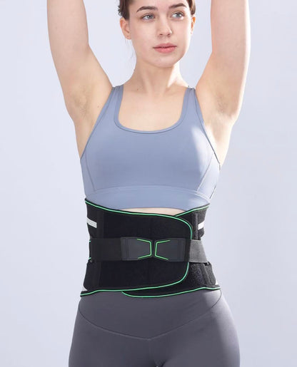 Lumbar Support Belt, featuring 8X Enhanced Lumbar Support, designed with a 3D massage pad, unisex back support strap, breathable and adjustable shoulder straps, available in green.（Size XL） - Image 6
