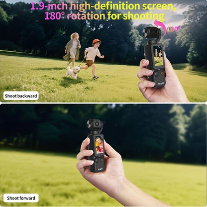 BLACK**4K HD 180° Rotating Anti-Shake Action Camera｜1.9-Inch Screen + 2000mAh Battery, Compact & Portable Vlogging & Travel Companion — Streamlined Design, Durable, Ideal for Content Creators & Holiday Gifting** - Image 4