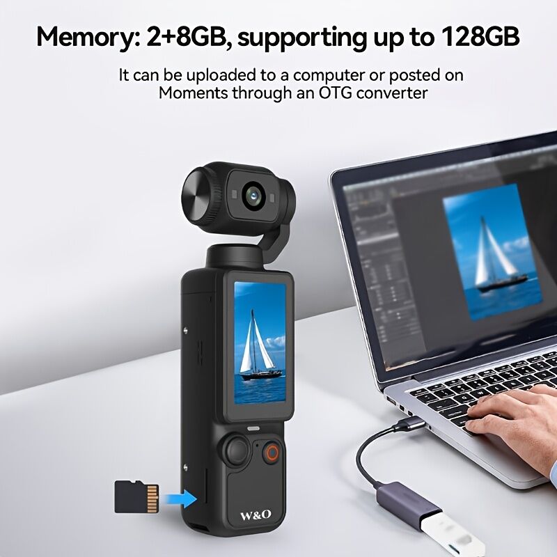WHITE**4K HD 180° Rotating Anti-Shake Action Camera｜1.9-Inch Screen + 2000mAh Battery, Compact & Portable Vlogging & Travel Companion — Streamlined Design, Durable, Ideal for Content Creators & Holiday Gifting** - Image 2