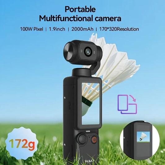 WHITE**4K HD 180° Rotating Anti-Shake Action Camera｜1.9-Inch Screen + 2000mAh Battery, Compact & Portable Vlogging & Travel Companion — Streamlined Design, Durable, Ideal for Content Creators & Holiday Gifting** - Image 3