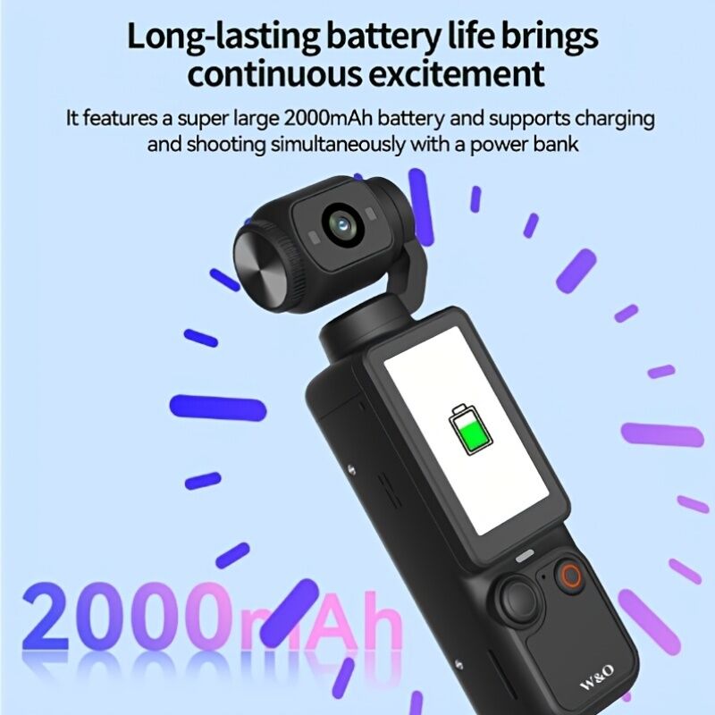 WHITE**4K HD 180° Rotating Anti-Shake Action Camera｜1.9-Inch Screen + 2000mAh Battery, Compact & Portable Vlogging & Travel Companion — Streamlined Design, Durable, Ideal for Content Creators & Holiday Gifting** - Image 7