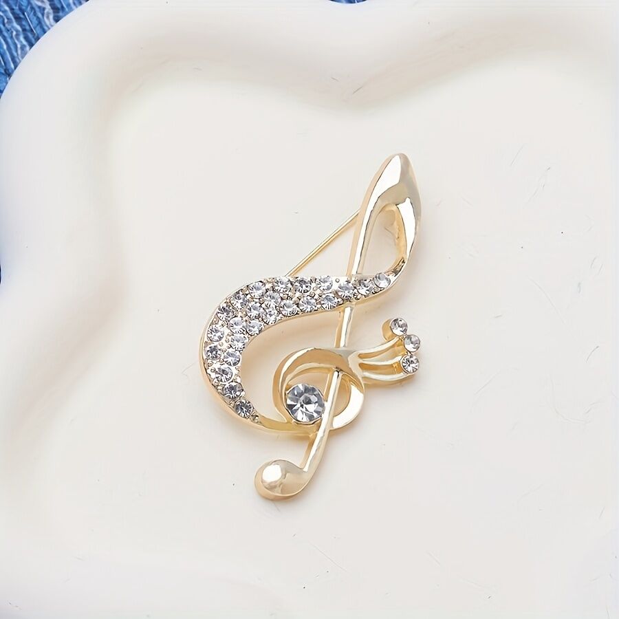 **Lively Musical Note Brooch: 5.8cm Gilded Movement, an Artistic Verse in Everyday Wear** - Image 2