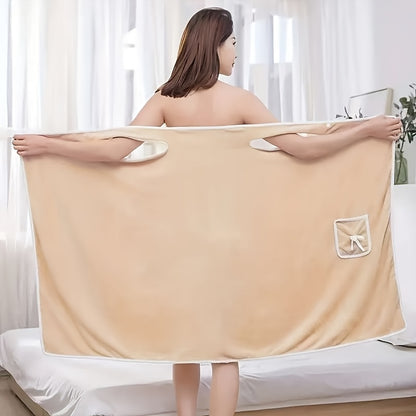 1-Piece Bath Towel with Pocket, Wearable Bath Towel, Bathroom Shower Supply, Can be Used as Robe, Nightgown, Sexy Strap Dress, Blanket, Indoor/Outdoor Fitness Sauna Shawl, Easy to Carry, Machine Washable（blue） - Image 6