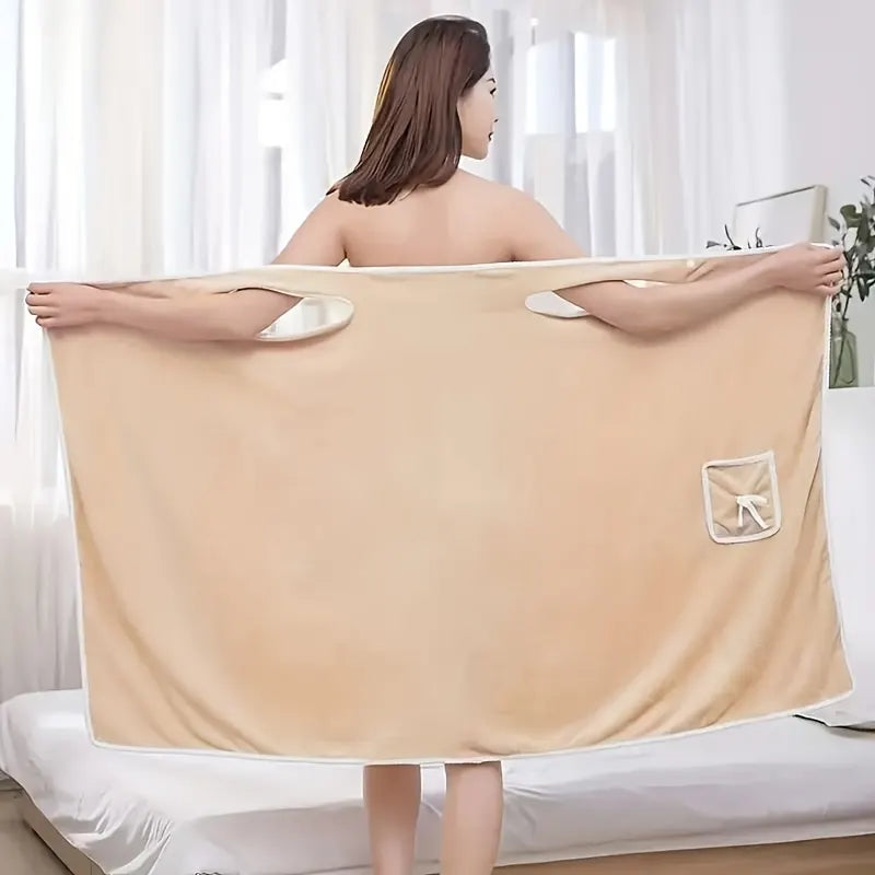 1-Piece Bath Towel with Pocket, Wearable Bath Towel, Bathroom Shower Supply, Can be Used as Robe, Nightgown, Sexy Strap Dress, Blanket, Indoor/Outdoor Fitness Sauna Shawl, Easy to Carry, Machine Washable（blue） - Image 6