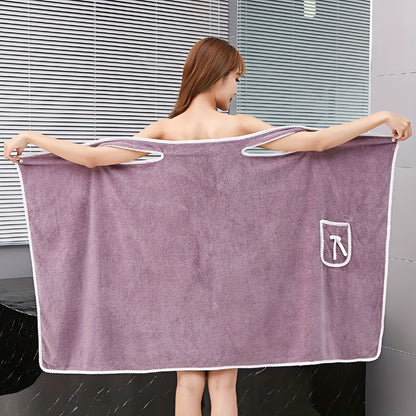 1-Piece Bath Towel with Pocket, Wearable Bath Towel, Bathroom Shower Supply, Can be Used as Robe, Nightgown, Sexy Strap Dress, Blanket, Indoor/Outdoor Fitness Sauna Shawl, Easy to Carry, Machine Washable（blue） - Image 9