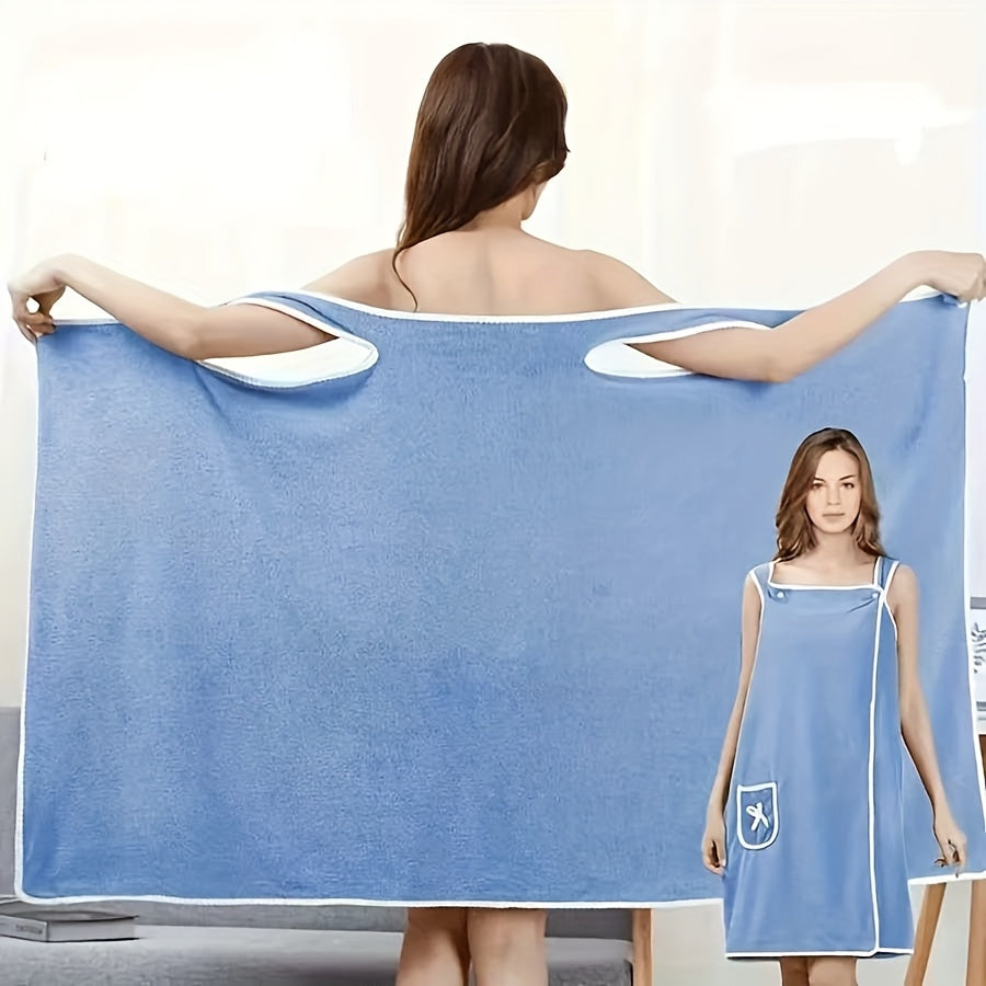 1-Piece Bath Towel with Pocket, Wearable Bath Towel, Bathroom Shower Supply, Can be Used as Robe, Nightgown, Sexy Strap Dress, Blanket, Indoor/Outdoor Fitness Sauna Shawl, Easy to Carry, Machine Washable（ khaki） - Image 6