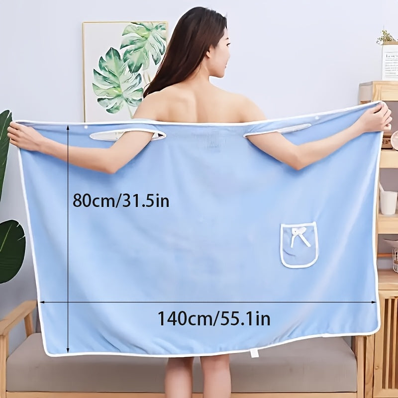 1-Piece Bath Towel with Pocket, Wearable Bath Towel, Bathroom Shower Supply, Can be Used as Robe, Nightgown, Sexy Strap Dress, Blanket, Indoor/Outdoor Fitness Sauna Shawl, Easy to Carry, Machine Washable（ khaki） - Image 8