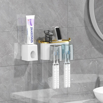 4-in-1 White(four people) Wall-Mounted Toothbrush Holder | Toothbrush Storage/Toothpaste Dispenser/Storage Shelf/Anti-Mildew Drainage - Bathroom Organization Upgrade​  - Image 7