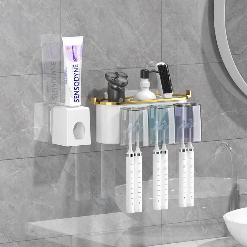 4-in-1 White(four people) Wall-Mounted Toothbrush Holder | Toothbrush Storage/Toothpaste Dispenser/Storage Shelf/Anti-Mildew Drainage - Bathroom Organization Upgrade​  - Image 8