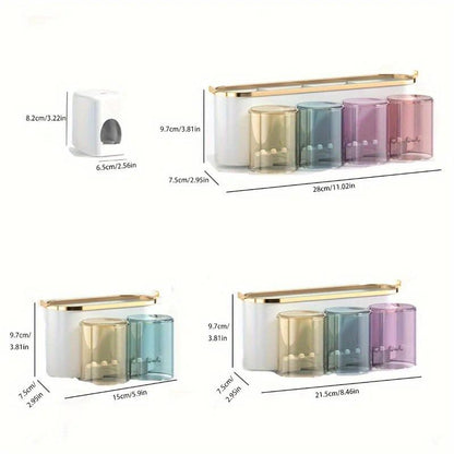 4-in-1White(three people) Wall-Mounted Toothbrush Holder | Toothbrush Storage/Toothpaste Dispenser/Storage Shelf/Anti-Mildew Drainage - Bathroom Organization Upgrade​  - Image 2