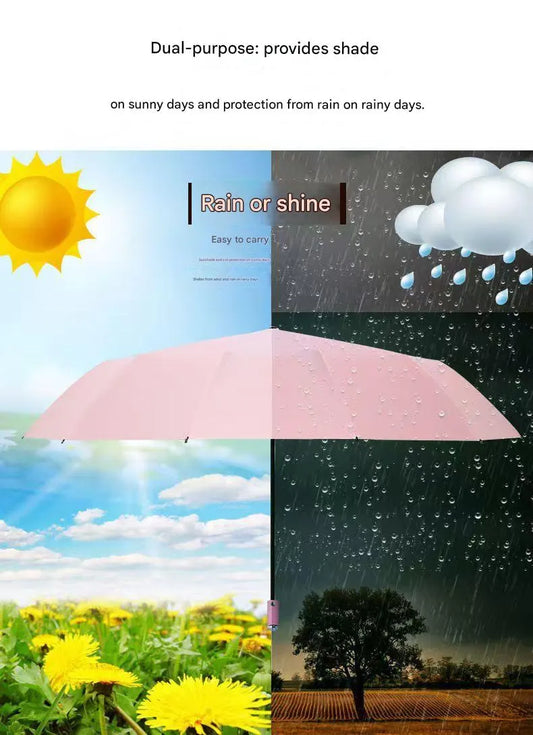 Black Reinforced Black Coating Umbrella, featuring a 10-rib black steel frame for durability, approximately 106cm in diameter, lightweight and portable. Combines lotus-effect water repellency with strong UV protection, an ideal companion for 1–2 people on - Image 2