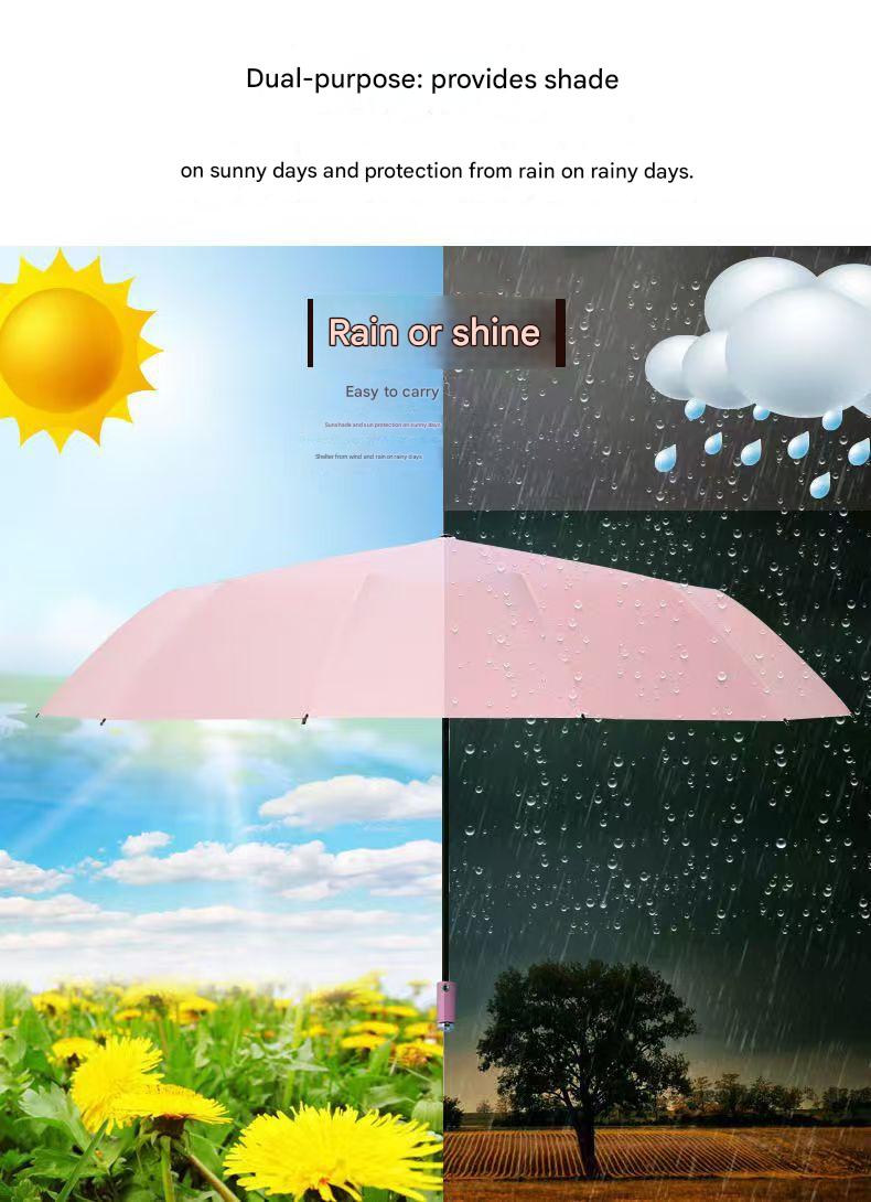 Blue Reinforced Black Coating Umbrella, featuring a 10-rib black steel frame for durability, approximately 106cm in diameter, lightweight and portable. Combines lotus-effect water repellency with strong UV protection, an ideal companion for 1–2 people on  - Image 2
