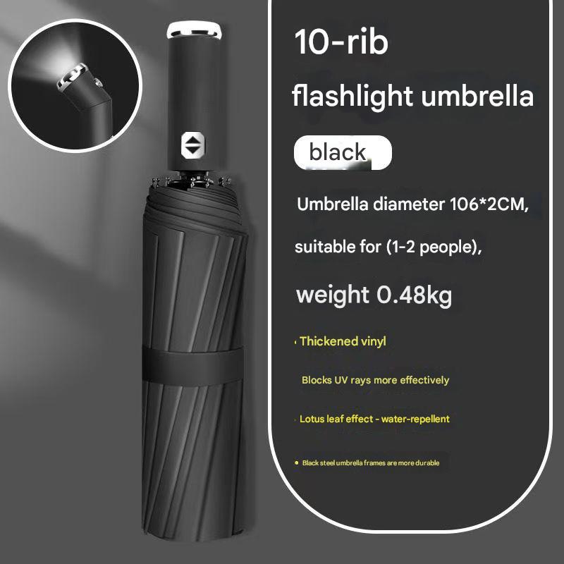 Wine Red Reinforced Black Coating Umbrella, featuring a 10-rib black steel frame for durability, approximately 106cm in diameter, lightweight and portable. Combines lotus-effect water repellency with strong UV protection, an ideal companion for 1–2 people - Image 8