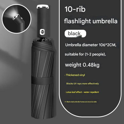 Wine Red Reinforced Black Coating Umbrella, featuring a 10-rib black steel frame for durability, approximately 106cm in diameter, lightweight and portable. Combines lotus-effect water repellency with strong UV protection, an ideal companion for 1–2 people - Image 8