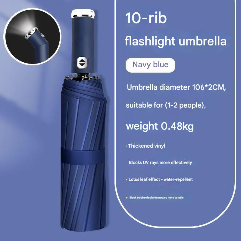 Wine Red Reinforced Black Coating Umbrella, featuring a 10-rib black steel frame for durability, approximately 106cm in diameter, lightweight and portable. Combines lotus-effect water repellency with strong UV protection, an ideal companion for 1–2 people - Image 9