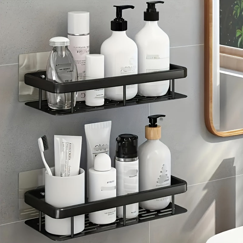 Wall-Mounted Shower Caddy: Large-Capacity, No-Drill Floating Shelf for Bathroom & Kitchen - Space-Saving & Easy to Install - Image 2