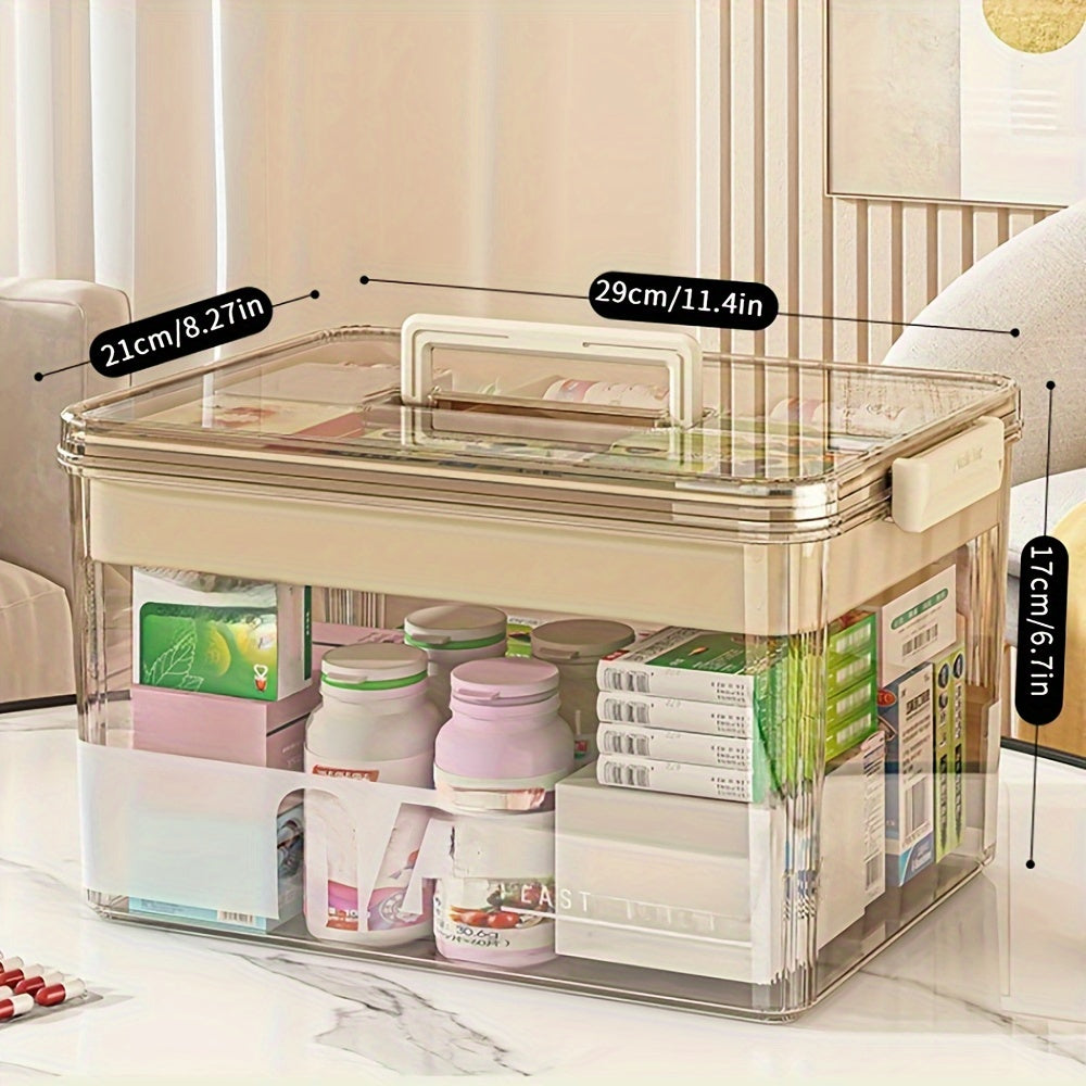 Multi-Layer Large Capacity Home Medicine Box｜Compartment Storage for Emergency & Backup, Shockproof Design for Quick, Hassle-Free Access（transparent tea） - Image 2