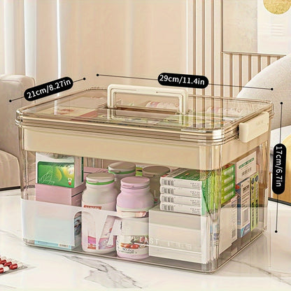 Multi-Layer Large Capacity Home Medicine Box｜Compartment Storage for Emergency & Backup, Shockproof Design for Quick, Hassle-Free Access（transparent tea） - Image 2