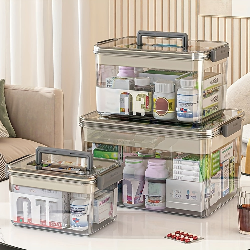 Multi-Layer Large Capacity Home Medicine Box｜Compartment Storage for Emergency & Backup, Shockproof Design for Quick, Hassle-Free Access（transparent tea） - Image 3
