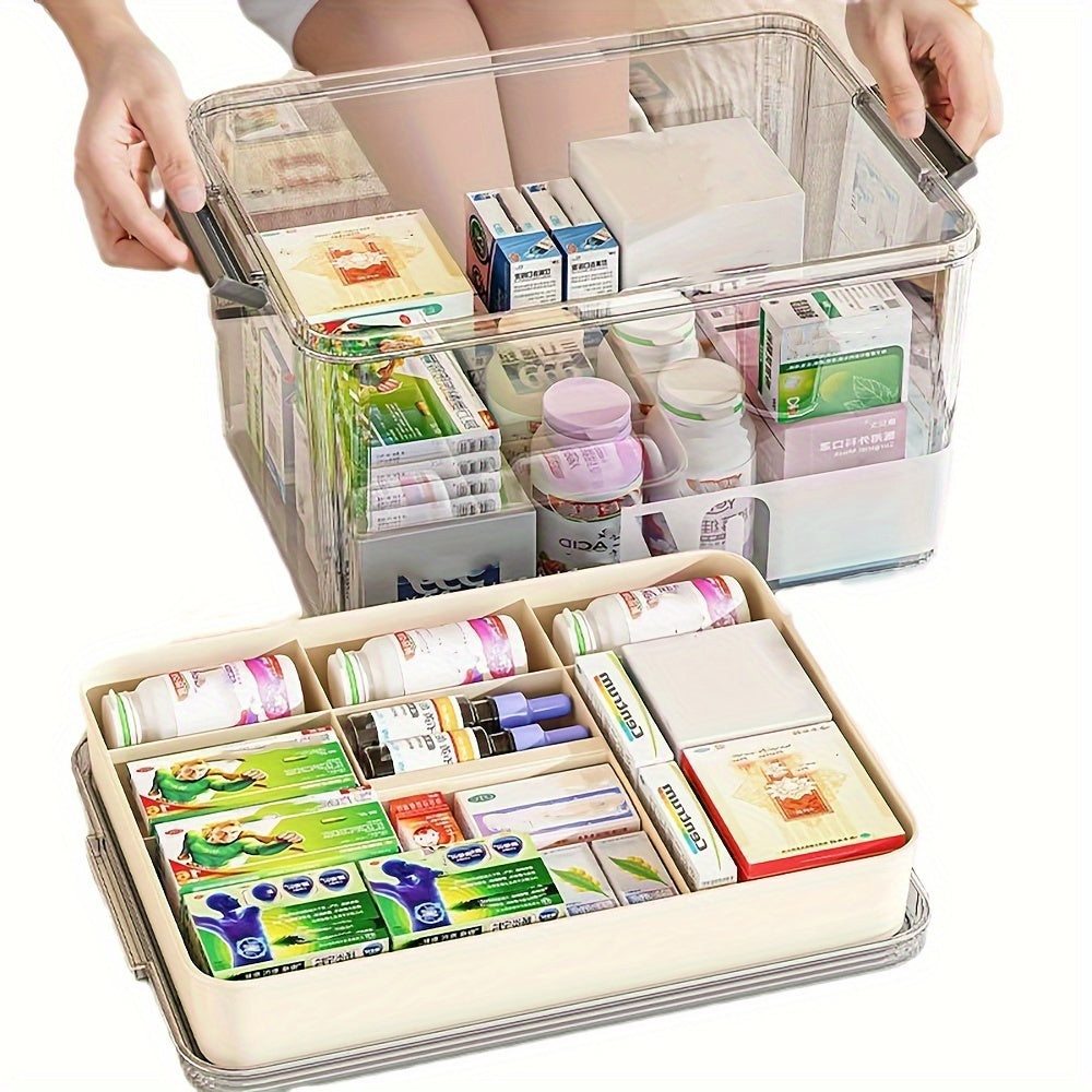 Multi-Layer Large Capacity Home Medicine Box｜Compartment Storage for Emergency & Backup, Shockproof Design for Quick, Hassle-Free Access（transparent tea） - Image 4