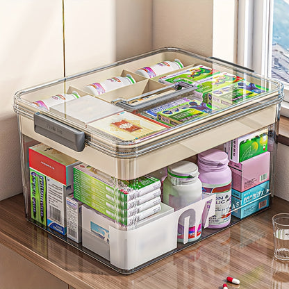 Multi-Layer Large Capacity Home Medicine Box｜Compartment Storage for Emergency & Backup, Shockproof Design for Quick, Hassle-Free Access（transparent tea） - Image 5