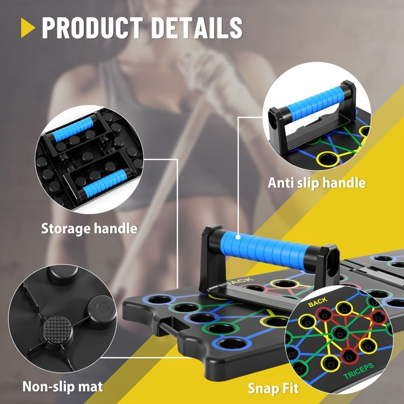 Multifunctional Folding Push-up Board, Home Fitness Push-up Stands, Versatile Home Exercise Equipment. It helps exercise and strengthen shoulders, chest, back, and triceps, improving overall fitness. - Image 3