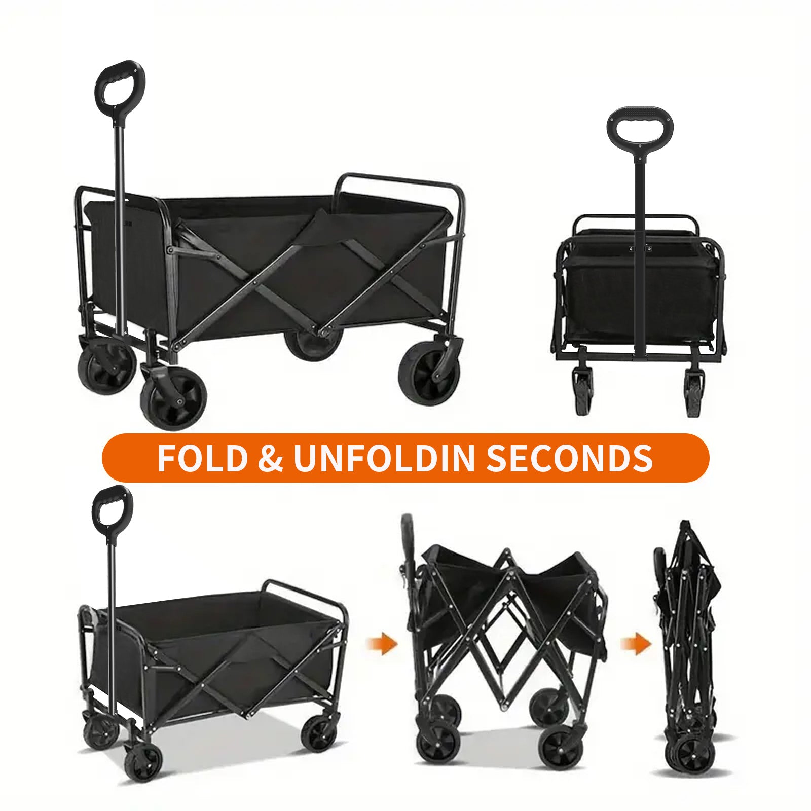 Foldable Shopping Cart, made of 600D waterproof Oxford fabric, equipped with all-terrain silent wheels. Suitable for beach/groceries/garden/shopping trips. A portable shopping cart with strong load-bearing capacity. - Image 2