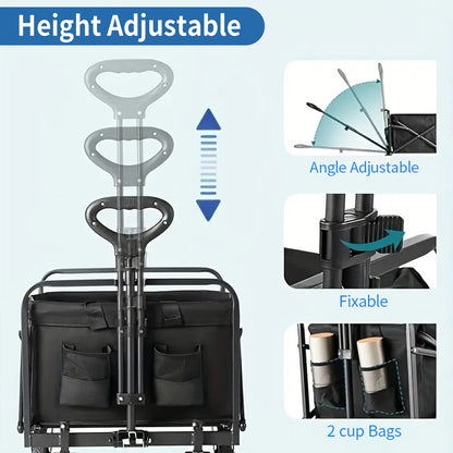 Foldable Shopping Cart, made of 600D waterproof Oxford fabric, equipped with all-terrain silent wheels. Suitable for beach/groceries/garden/shopping trips. A portable shopping cart with strong load-bearing capacity. - Image 6