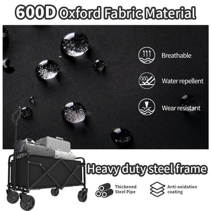 Foldable Shopping Cart, made of 600D waterproof Oxford fabric, equipped with all-terrain silent wheels. Suitable for beach/groceries/garden/shopping trips. A portable shopping cart with strong load-bearing capacity. - Image 9