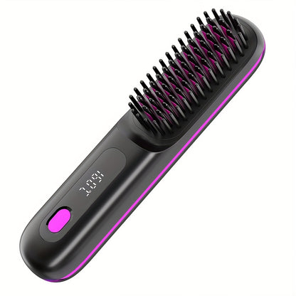Cordless Hair Straightener Brush: Dual 2000mAh batteries for long-lasting power, fast heating, creates smooth styles anytime, anywhere.(Black) - Image 2