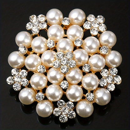 Elegant Women's Pearl Brooch, Floral Crystal and Pearl Brooch for Women's Dance Party Wedding Bride Fashion Jewelry - Image 2