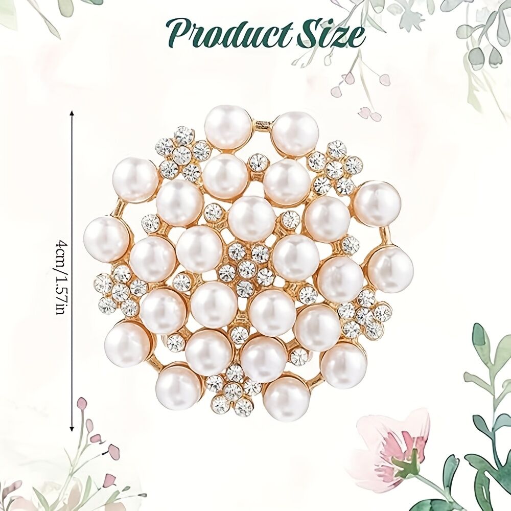 Elegant Women's Pearl Brooch, Floral Crystal and Pearl Brooch for Women's Dance Party Wedding Bride Fashion Jewelry - Image 3