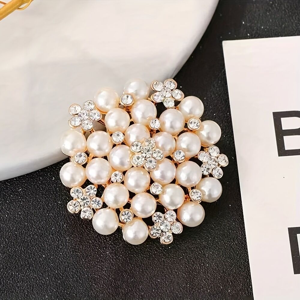 Elegant Women's Pearl Brooch, Floral Crystal and Pearl Brooch for Women's Dance Party Wedding Bride Fashion Jewelry - Image 4