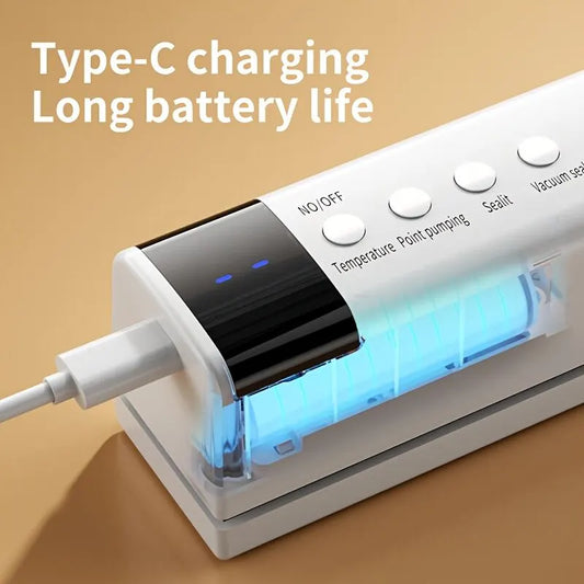 **1pc white Portable Wireless Vacuum Sealer｜USB Charging Compact Design, One-Touch Sealing for Long-Lasting Freshness, Ideal for Home & Outdoor Use** - Image 4
