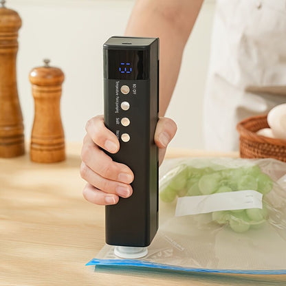 **1pc black Portable Wireless Vacuum Sealer｜USB Charging Compact Design, One-Touch Sealing for Long-Lasting Freshness, Ideal for Home & Outdoor Use** - Image 3