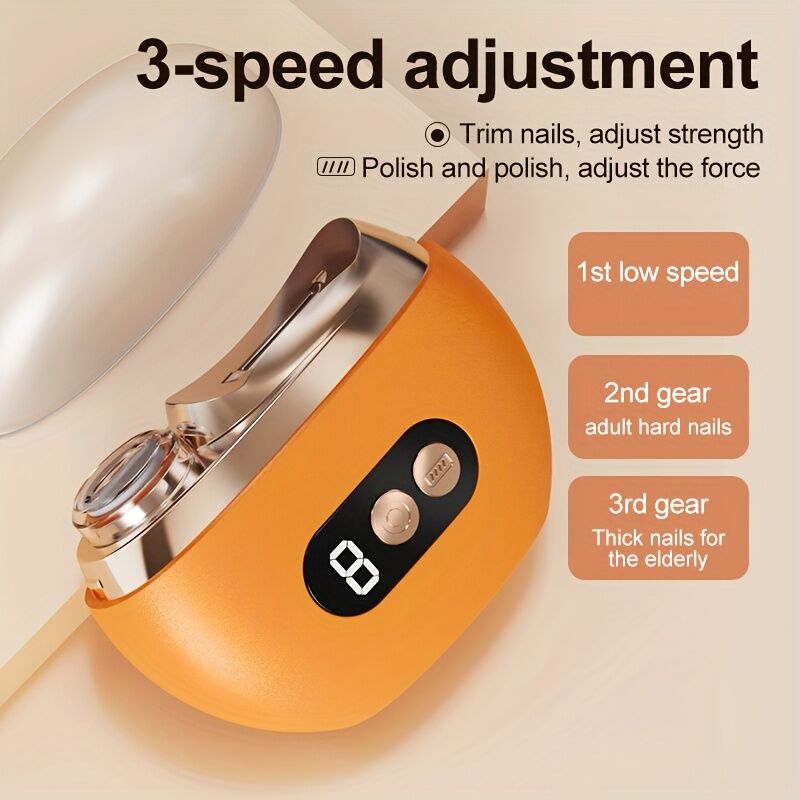 Smart Electric Nail Clipper 2-in-1 Polishing & Grooming Tool, USB Rechargeable, 500mAh Li-Polymer Battery. Features Anti-Cut Protection, Grinding, and Illumination. Suitable for Nail Trimming, Filing, Polishing, and Shaping. （white) - Image 6