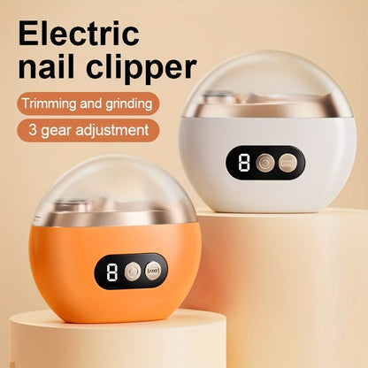 Smart Electric Nail Clipper 2-in-1 Polishing & Grooming Tool, USB Rechargeable, 500mAh Li-Polymer Battery. Features Anti-Cut Protection, Grinding, and Illumination. Suitable for Nail Trimming, Filing, Polishing, and Shaping. （orange） - Image 2