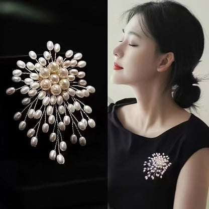 Pearl Firework Brooch, Elegant and Luxurious Corsage with a Sophisticated Sense of Style for Suits, Sweaters, Coats, and Outerwear Decoration Pin - Image 3