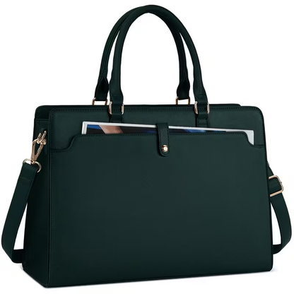 15.6-inch Laptop Tote Bag for Women, Large Capacity Faux Leather Work Tote, Waterproof Business Office Computer Bag, Ladies Travel Handbag & Shoulder Bag. - Image 2