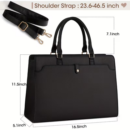 15.6-inch Laptop Tote Bag for Women, Large Capacity Faux Leather Work Tote, Waterproof Business Office Computer Bag, Ladies Travel Handbag & Shoulder Bag. - Image 6