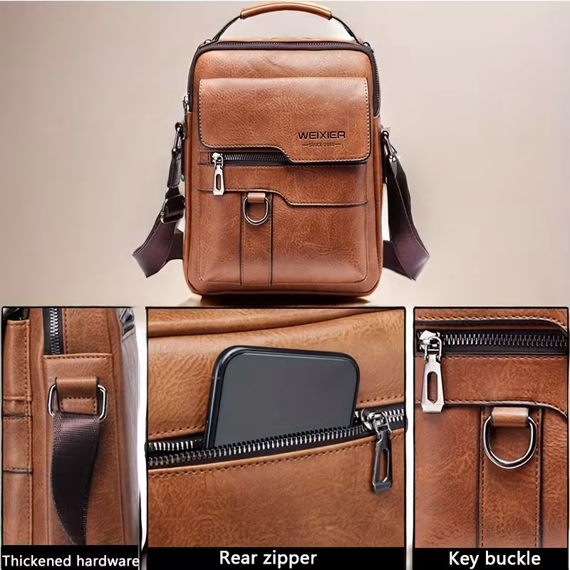 Men's retro crossbody Bag (brown) : High quality with multiple compartments, practical and versatile. It is the top choice for Father's Day, Valentine's Day and Christmas gifts - Image 6