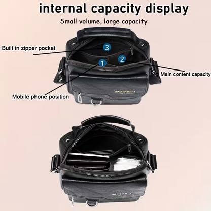 Men's retro crossbody bag (black) : High quality with multiple compartments, practical and versatile. It is the top choice for Father's Day, Valentine's Day and Christmas gifts - Image 2