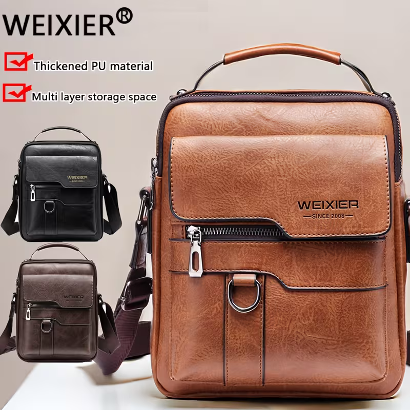 Men's retro crossbody bag (black) : High quality with multiple compartments, practical and versatile. It is the top choice for Father's Day, Valentine's Day and Christmas gifts - Image 3