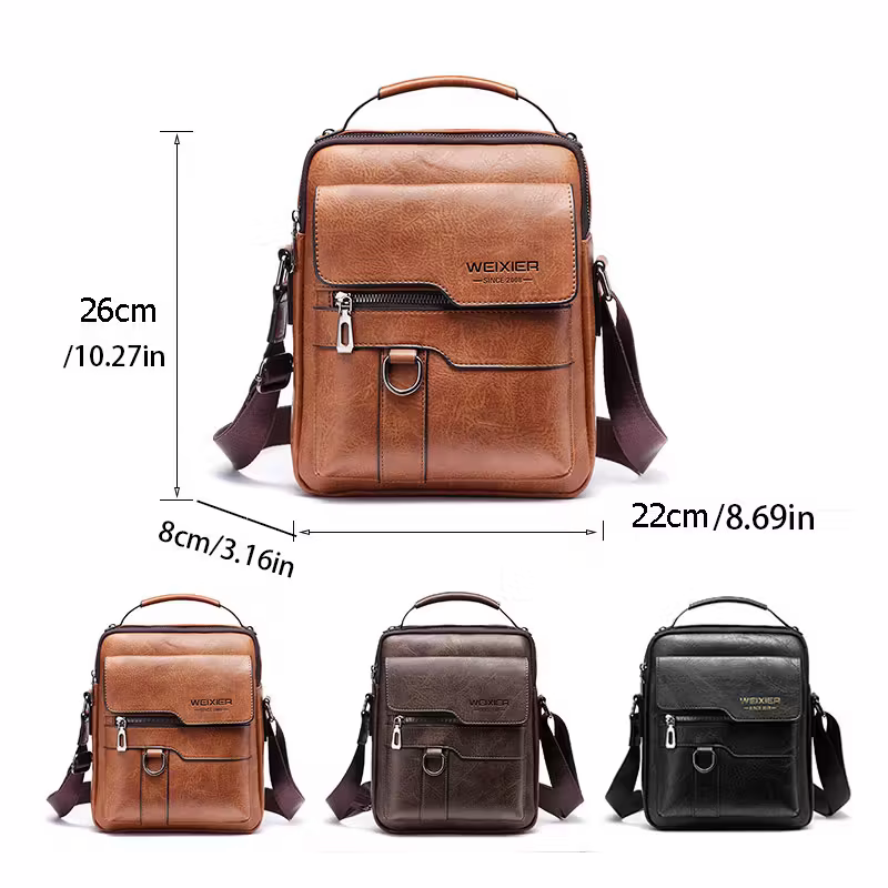 Men's retro crossbody bag (black) : High quality with multiple compartments, practical and versatile. It is the top choice for Father's Day, Valentine's Day and Christmas gifts - Image 5
