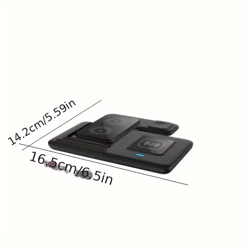 Multi-device 3-in-1 Foldable Wireless Charging Station | iWatch Series 9 8 7 6 SE 5 4 3 2, Ultra Airpods Pro 3 2, iPhone 17/16/15/14/13/12/11 Rapid Charging Stand - Magnetic Connector, USB Power Supply - Image 3