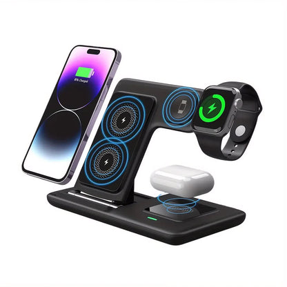 Multi-device 3-in-1 Foldable Wireless Charging Station | iWatch Series 9 8 7 6 SE 5 4 3 2, Ultra Airpods Pro 3 2, iPhone 17/16/15/14/13/12/11 Rapid Charging Stand - Magnetic Connector, USB Power Supply - Image 5