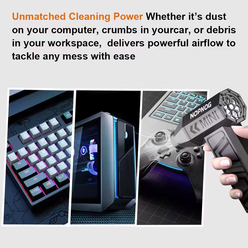 Car wireless snow blower: 130,000 RPM high-speed turbine, 4 adjustable wind speeds, Type-C charging dust removal pneumatic tool, suitable for cleaning both inside and outside the vehicle, snow removal, and crevice dust removal - Image 5