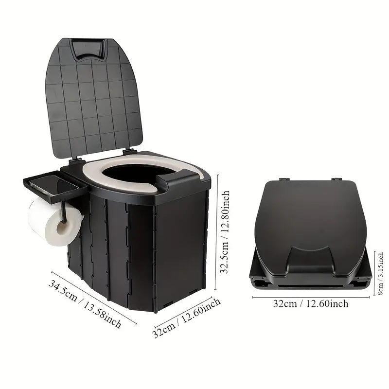 Portable folding toilets with PU seat cushions and portable toilets with covers, suitable for RVS, cars, camping and hiking - Image 4