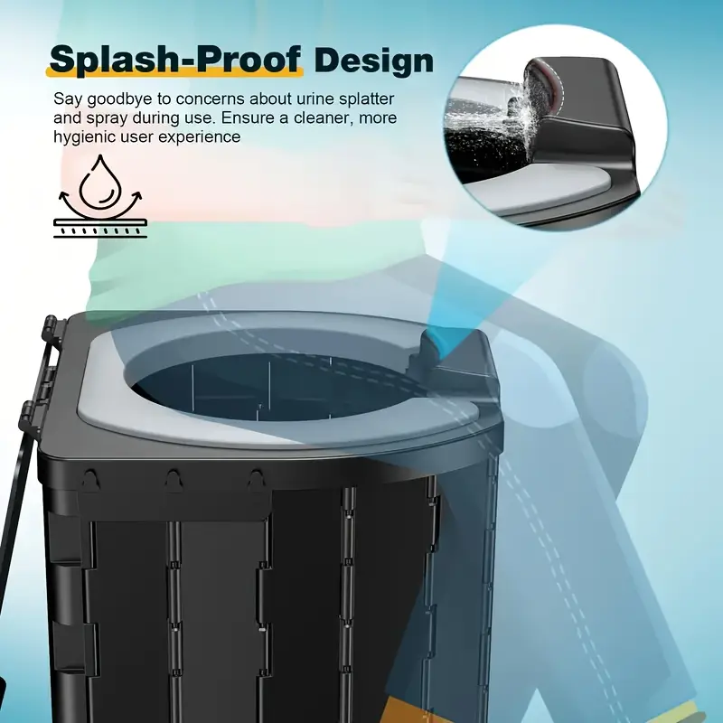 Portable folding toilets with PU seat cushions and portable toilets with covers, suitable for RVS, cars, camping and hiking - Image 6