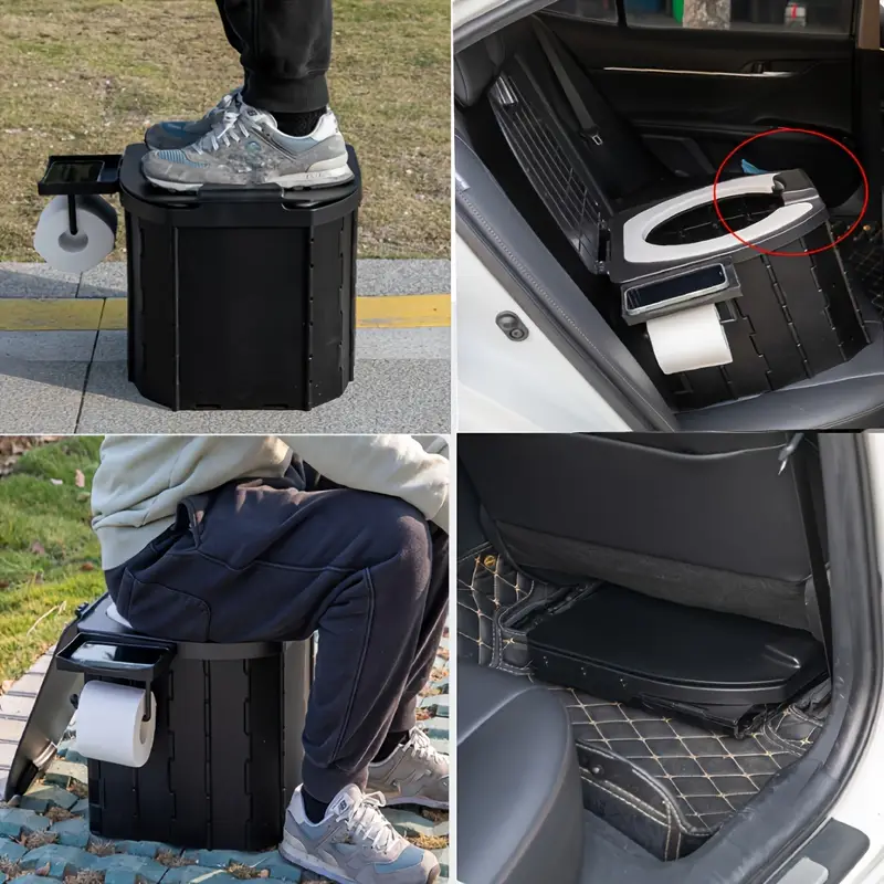 Portable folding toilets with PU seat cushions and portable toilets with covers, suitable for RVS, cars, camping and hiking - Image 7